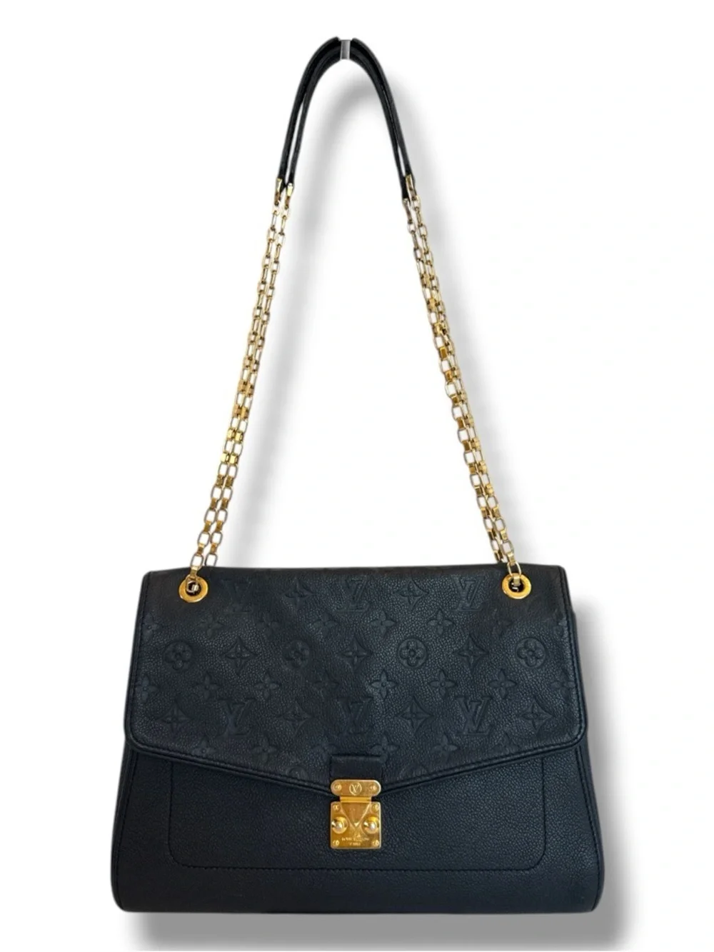 Louis Vuitton St Germain MM Black Monogram Empreinte Leather Shoulder Bag